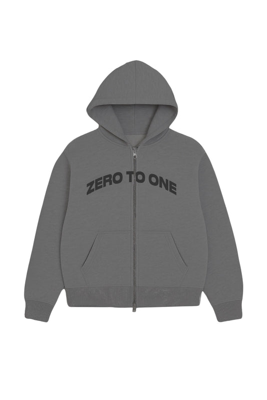 Grey Oversized Zip-Up Hoodie