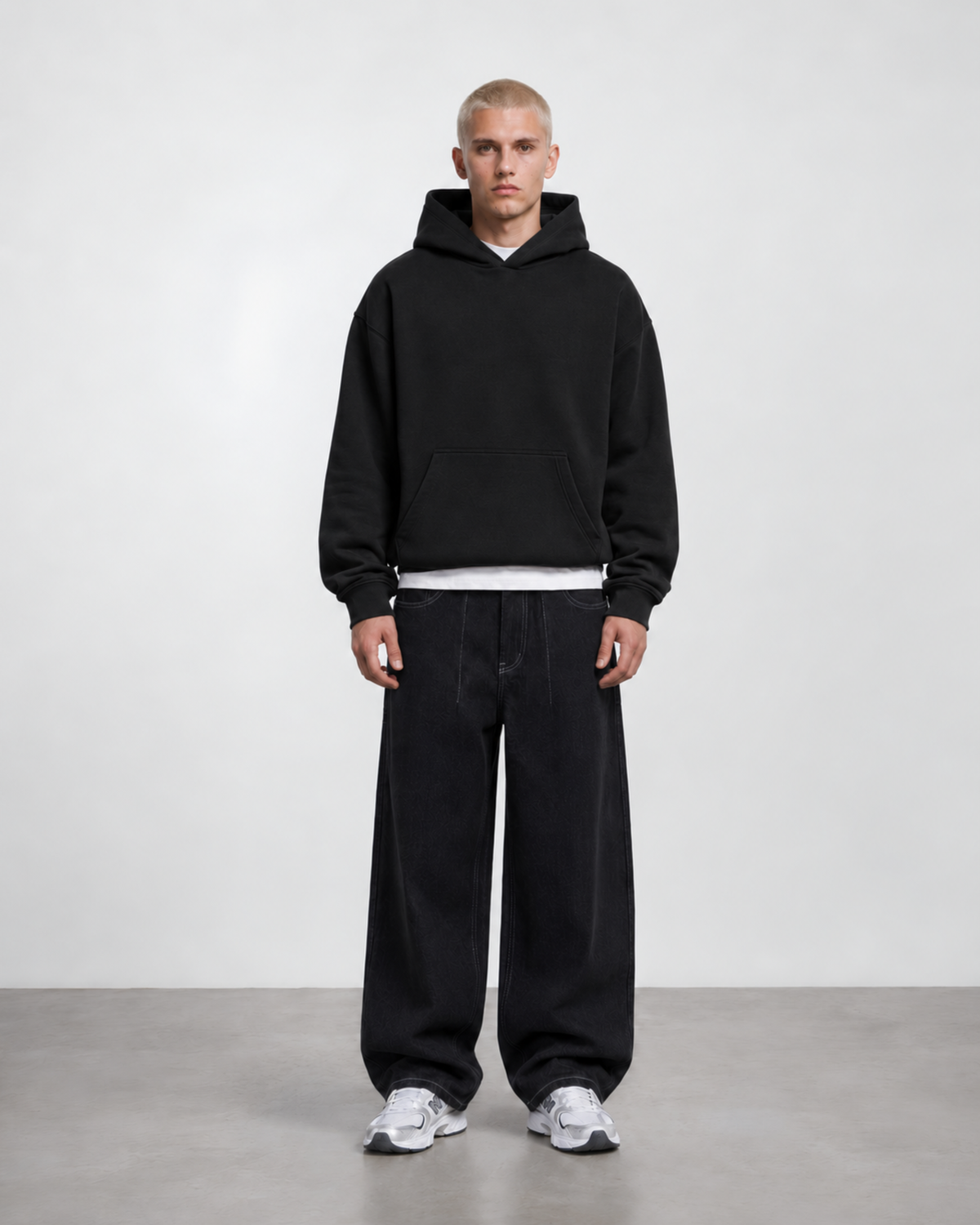 Oversized Blank Hoodie - Black