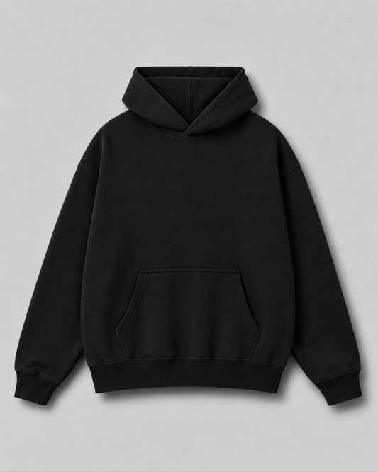 Oversized Blank Hoodie - Black