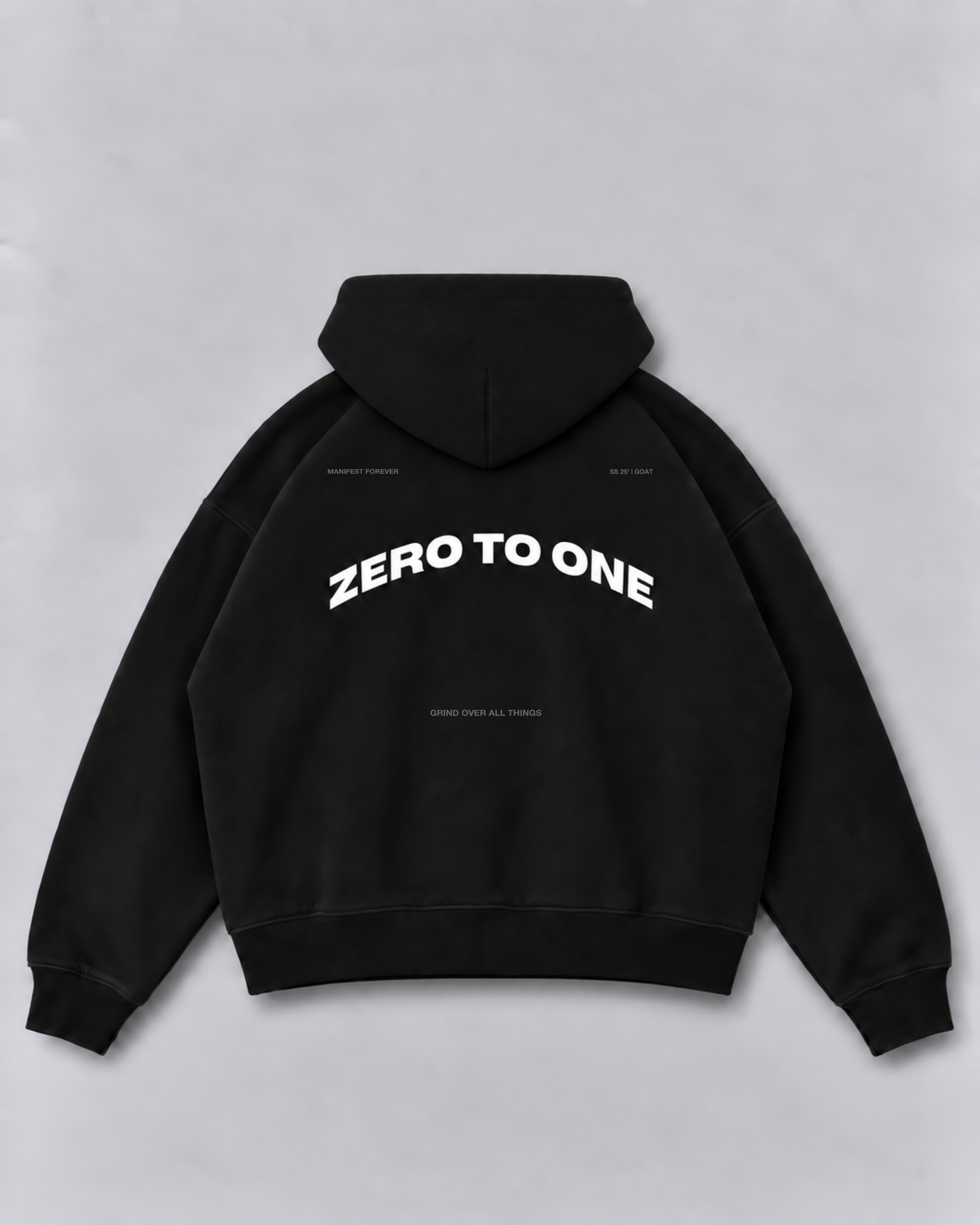 Boxy Zip-Up Hoodie - Black