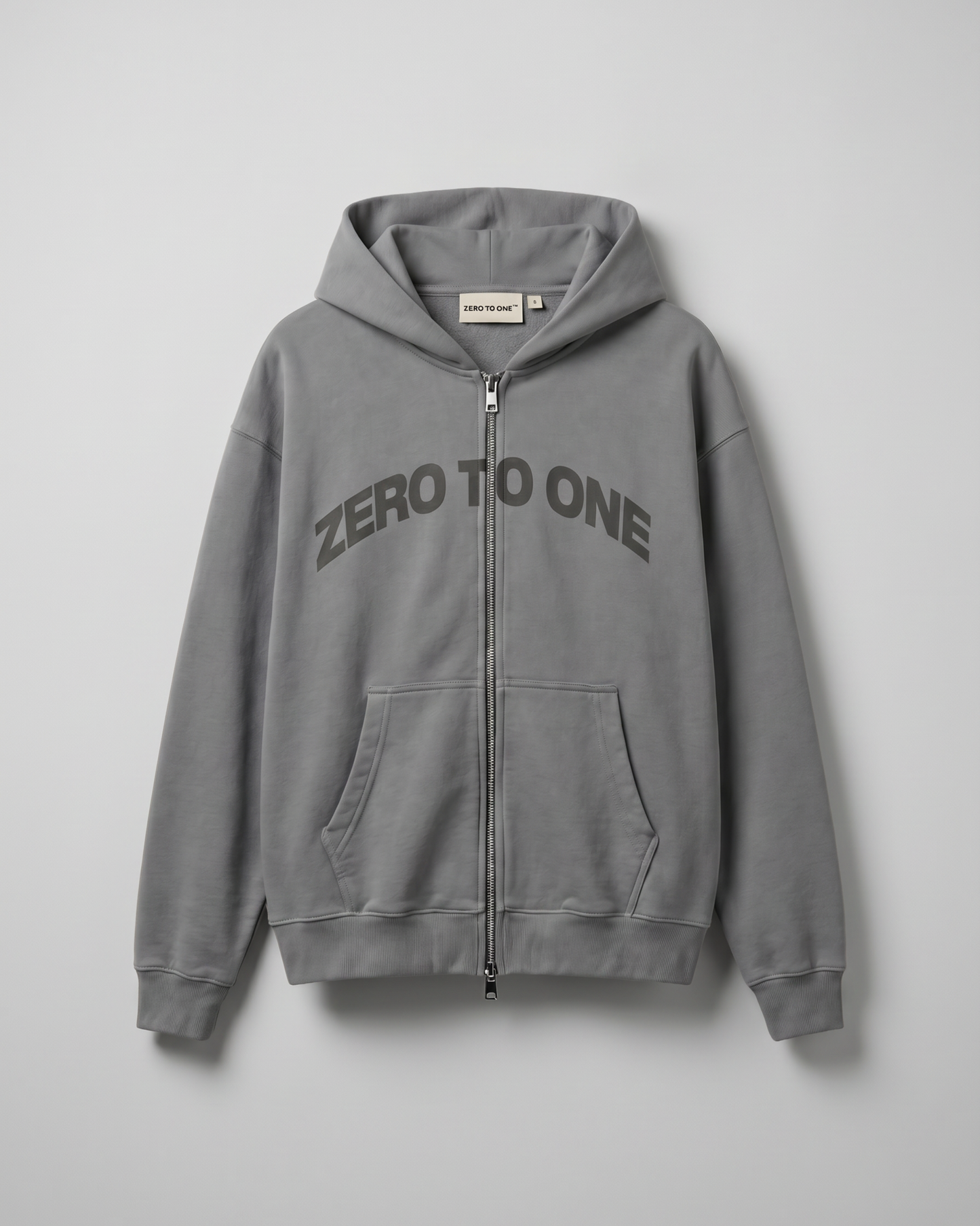 Oversized Zip-Up Hoodie - Grey