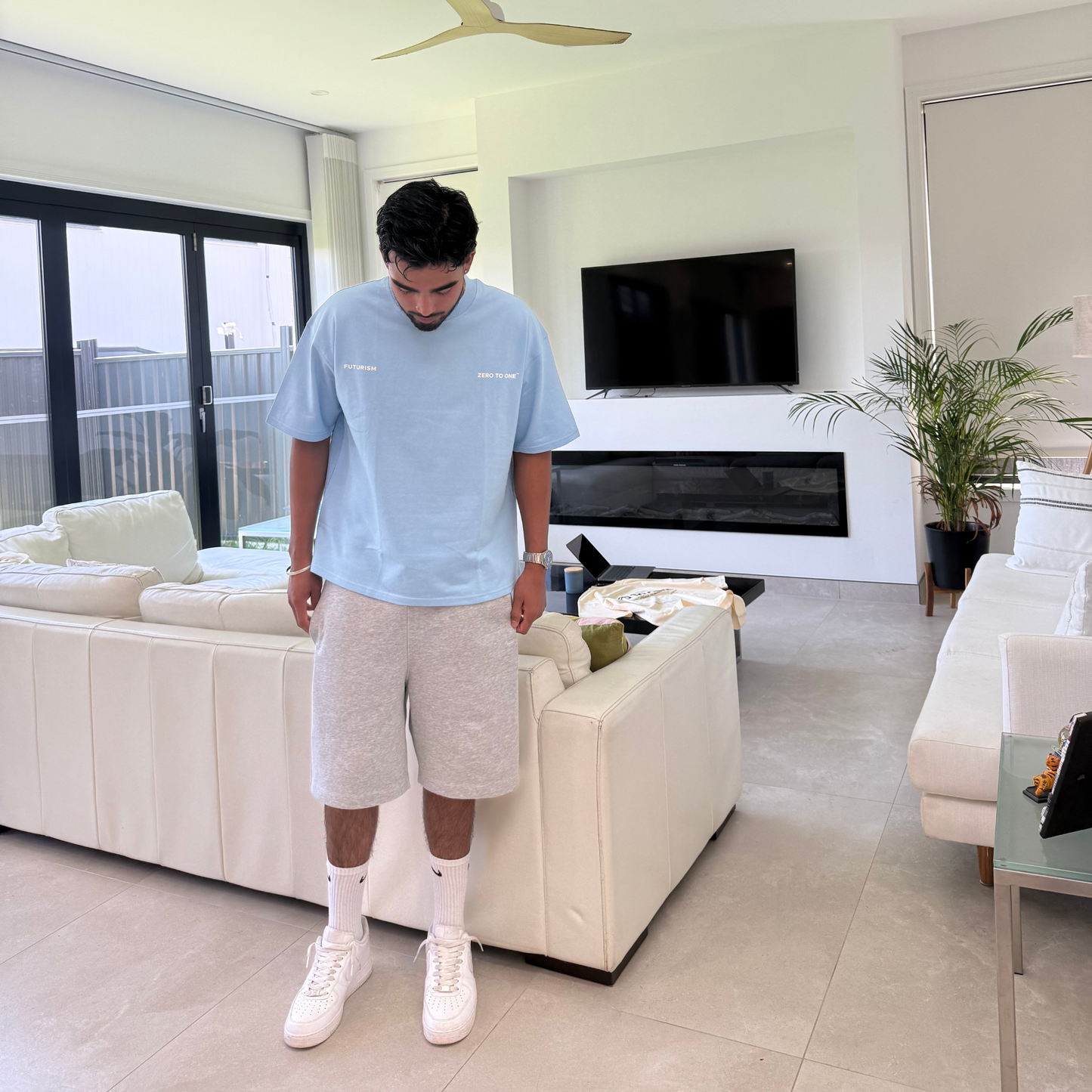 Graphic Boxy T-Shirt - Baby Blue