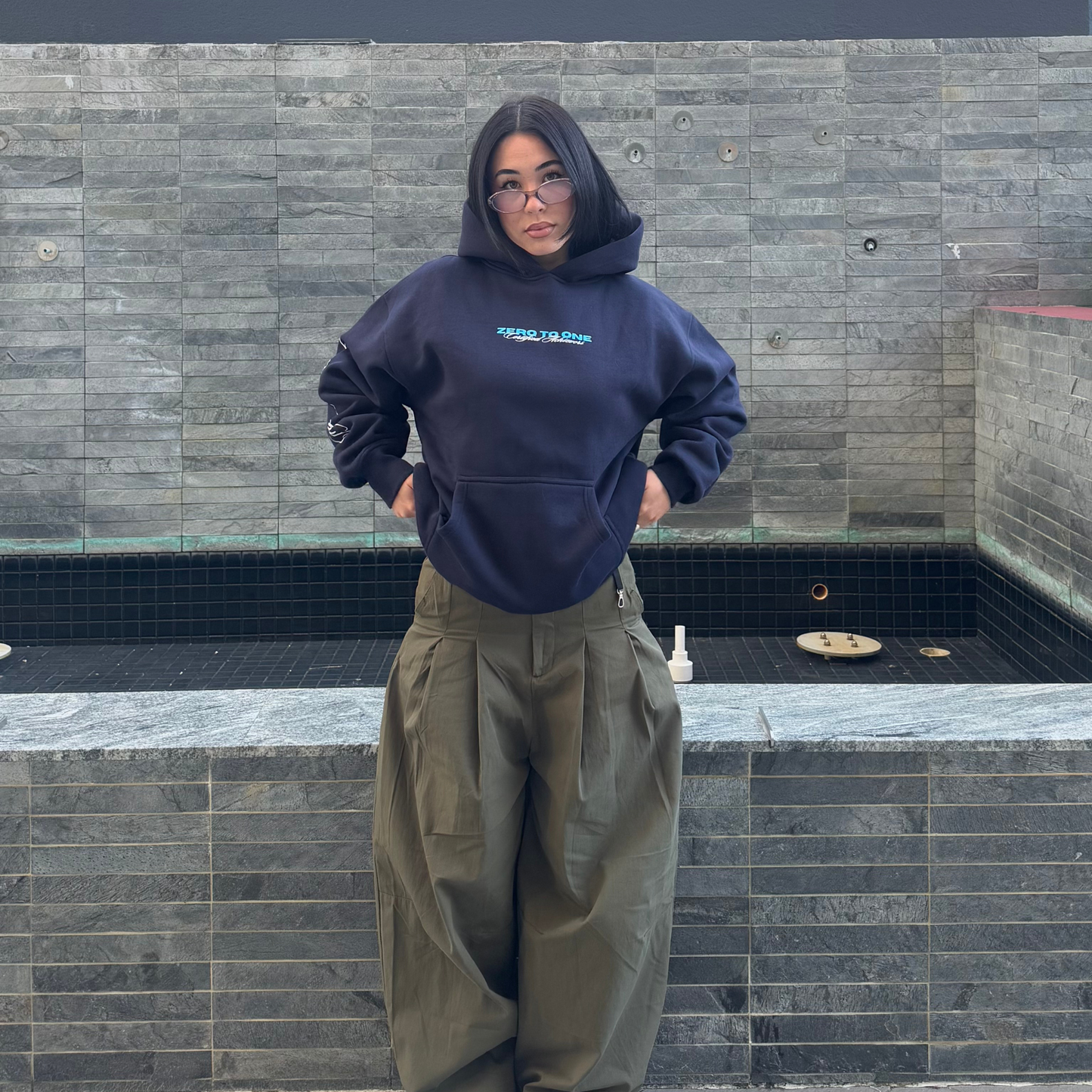 GOAT - Oversized Navy Hoodie