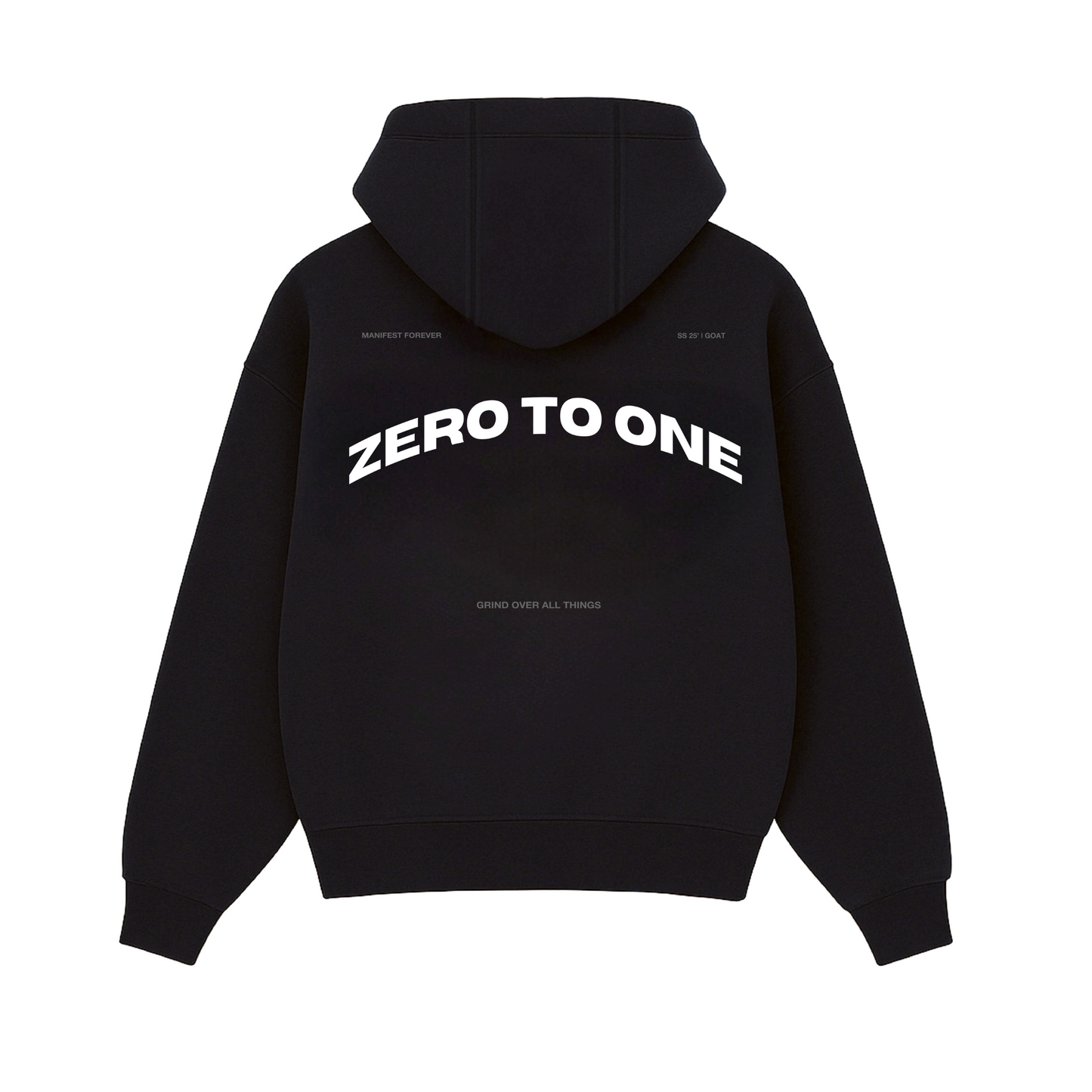 Boxy Zip-Up Hoodie - Black