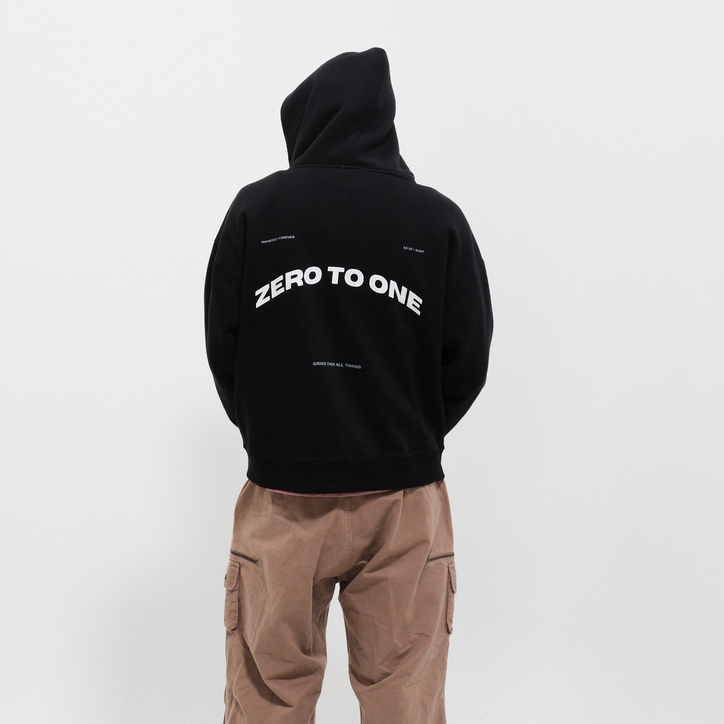 Boxy Zip-Up Hoodie - Black