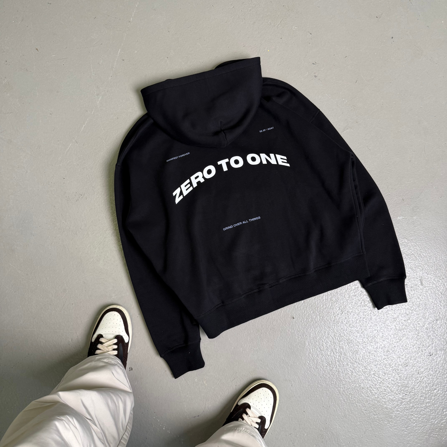 Boxy Zip-Up Hoodie - Black