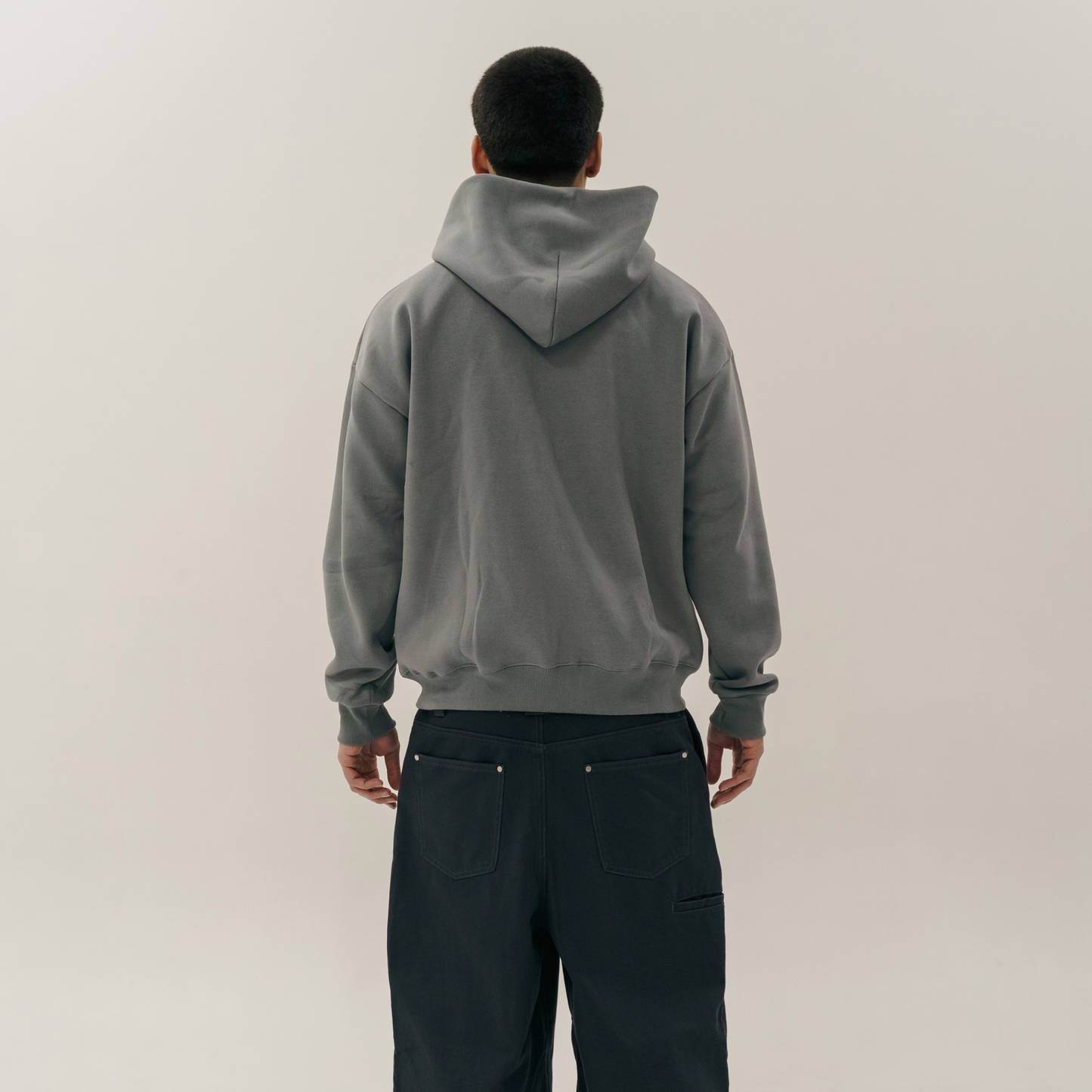 Oversized Zip-Up Hoodie - Grey