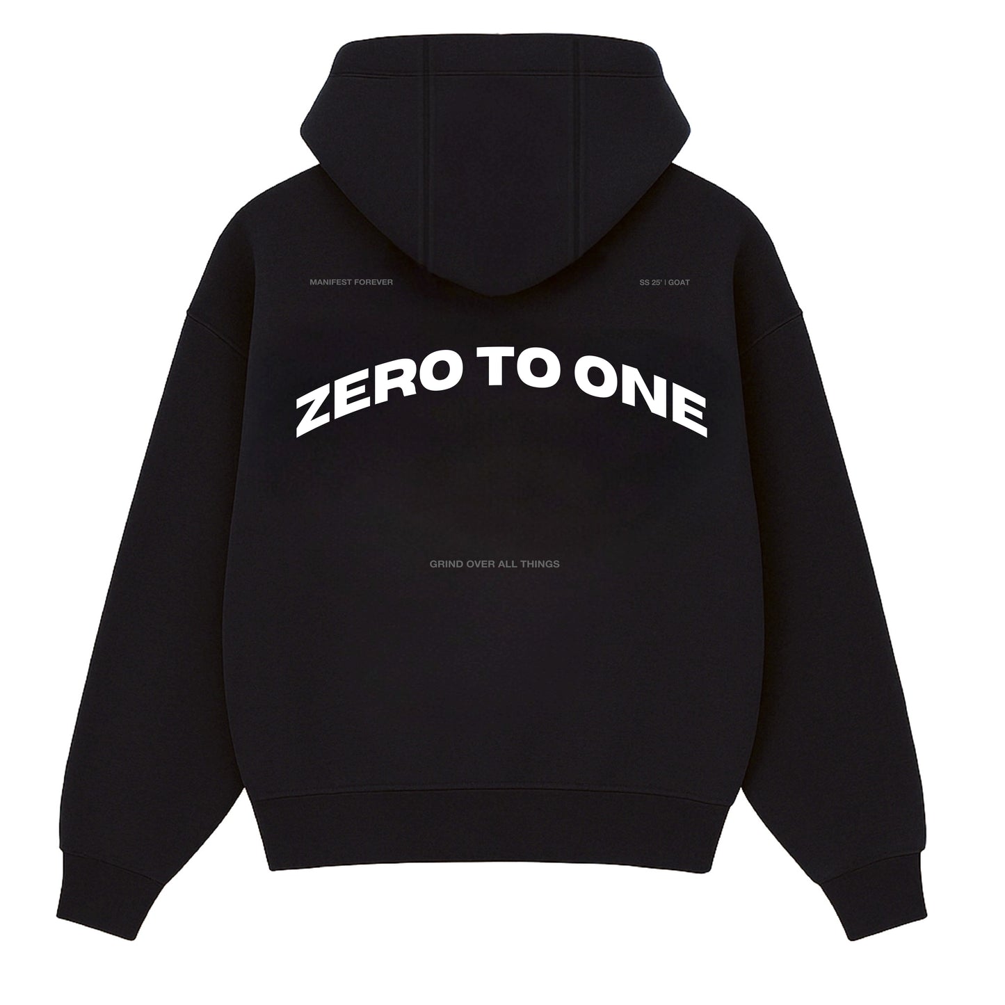 Black Boxy Double Zip-Up Hoodie