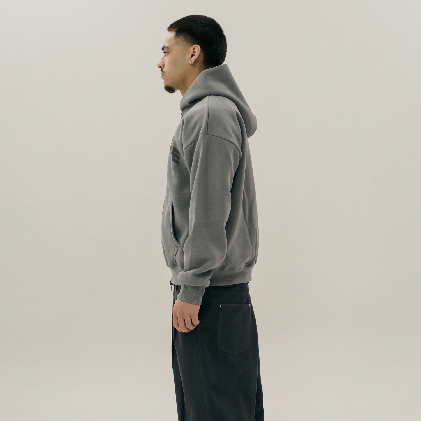 Oversized Zip-Up Hoodie - Grey