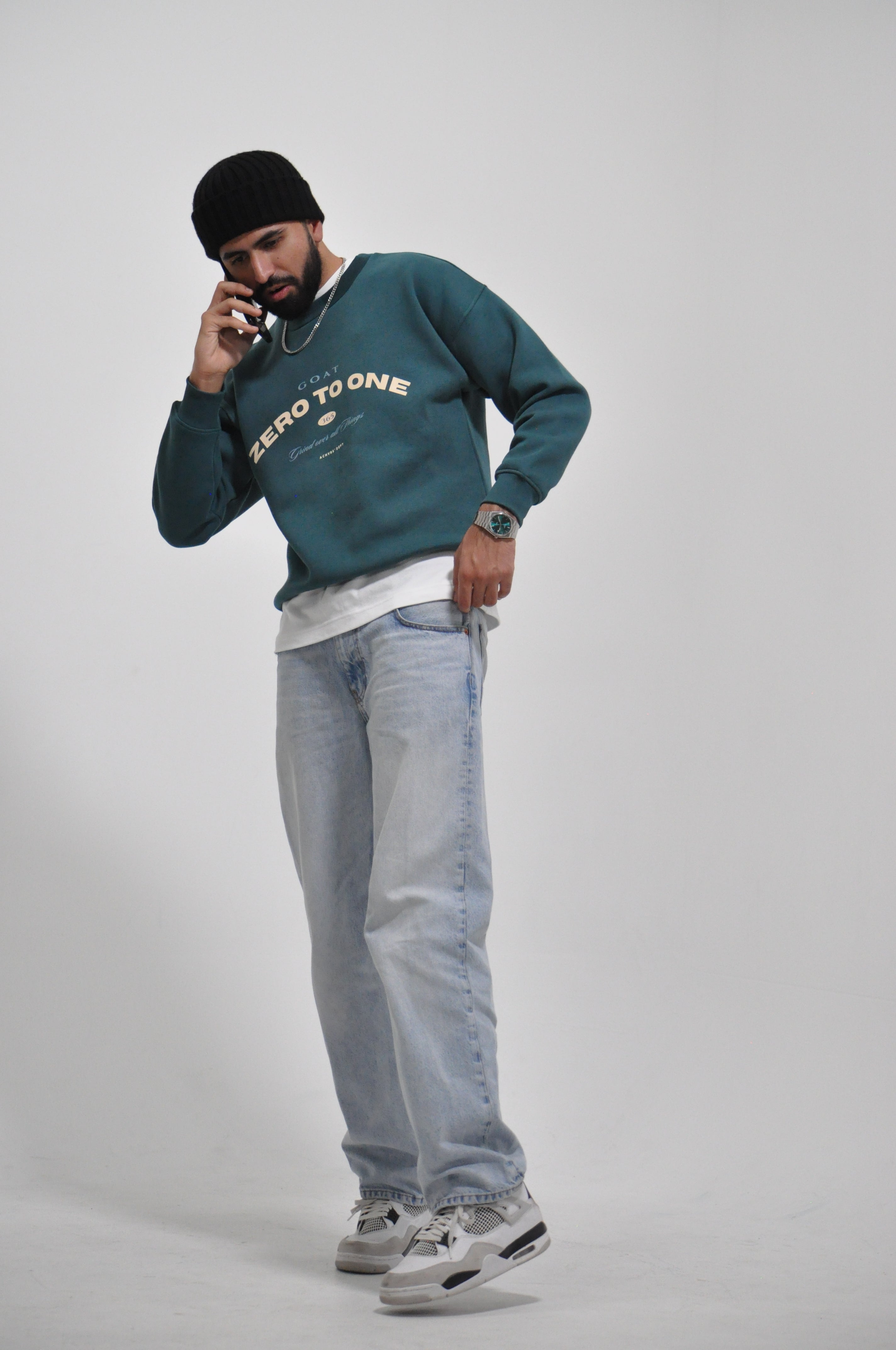 GOAT OVERSIZED TEAL SWEATER - Zero To One Store