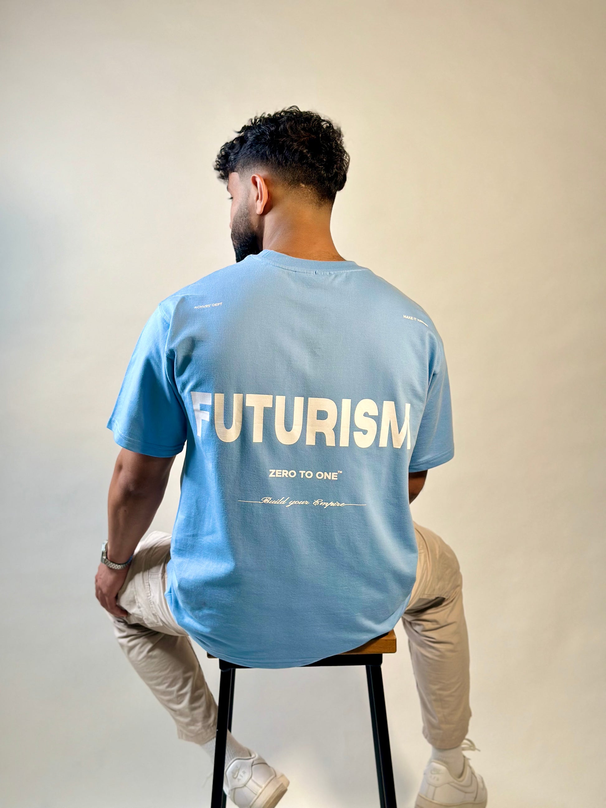 University Blue Futurism T-Shirt - Zero To One Store